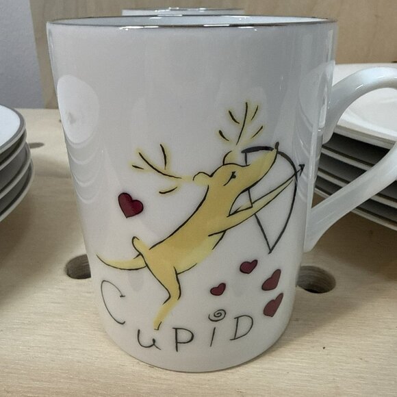 Pottery Barn Playful Reindeer Dishes Comet Vixen Blitzen Cupid 12 Piece 4 Sets - Picture 15 of 15